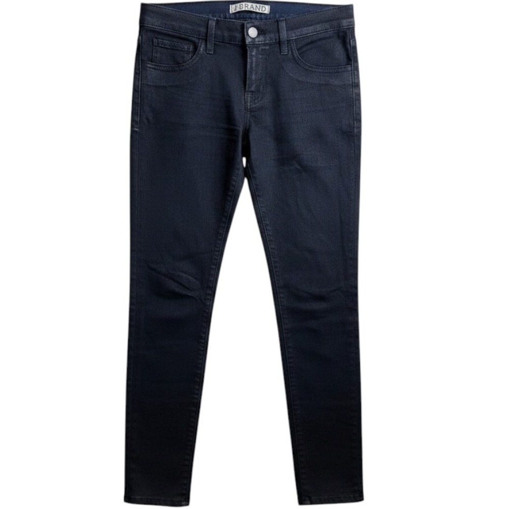 J Brand Waxed Jeans Women Coated Skinny Legging 25 Navy Blue Glory Denim